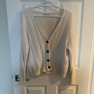 Stradivarius Cream Cable Knit Cardigan